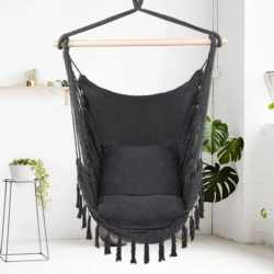 Hamak krzesło brazylijskie BOHO Grafit + Poduszki
