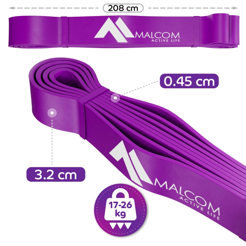 Guma oporowa do ćwiczeń gumy Powerband Fioletowa 17-26kg