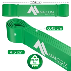 Guma oporowa do ćwiczeń gumy Powerband Zielona 27-36kg