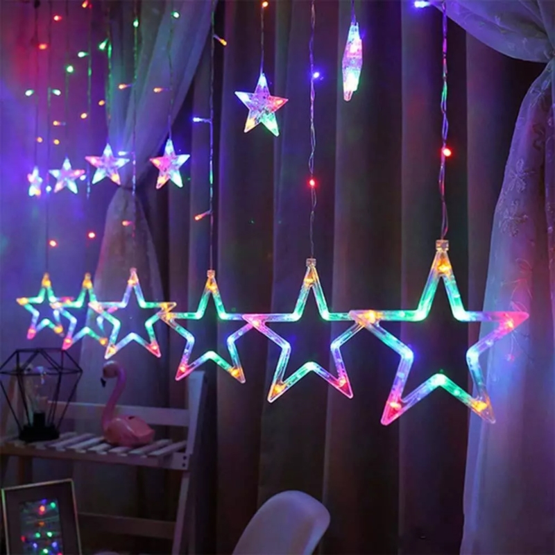 Kurtyna świetlna lampki świąteczne LED w Gwiazdki 120LED IP20 Multikolor