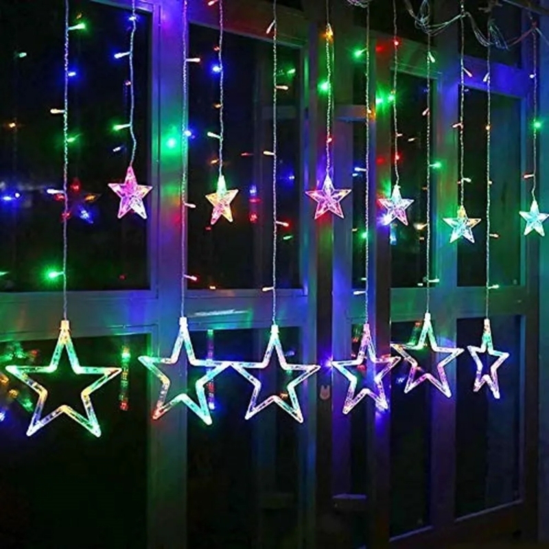 Kurtyna świetlna lampki świąteczne LED w Gwiazdki 120LED IP20 Multikolor