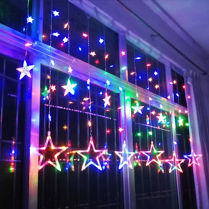 Kurtyna świetlna lampki świąteczne LED w Gwiazdki 120LED IP20 Multikolor