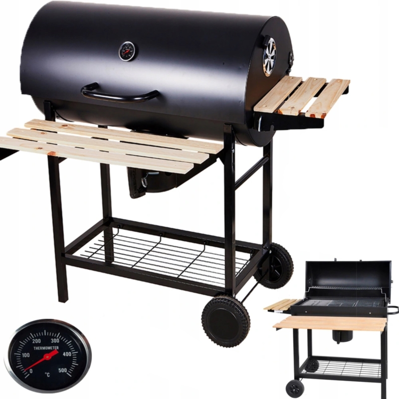 Grill węglowy ogrodowy z kółkami i pokrywą XXL