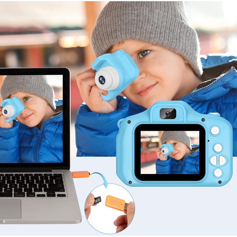 Cyfrowy aparat fotograficzny dla dzieci Niebieski + Karta 64GB