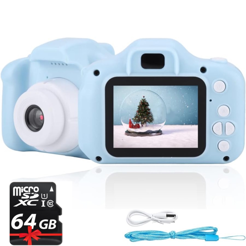 Cyfrowy aparat fotograficzny dla dzieci Niebieski + Karta 64GB