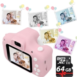 Cyfrowy aparat fotograficzny dla dzieci Różowy + Karta 64GB