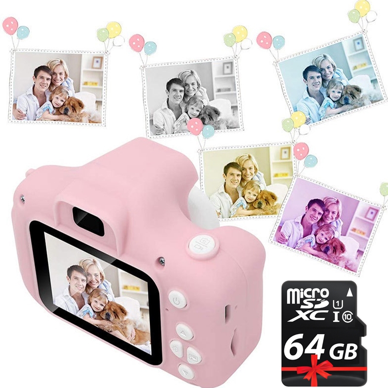 Cyfrowy aparat fotograficzny dla dzieci Różowy + Karta 64GB