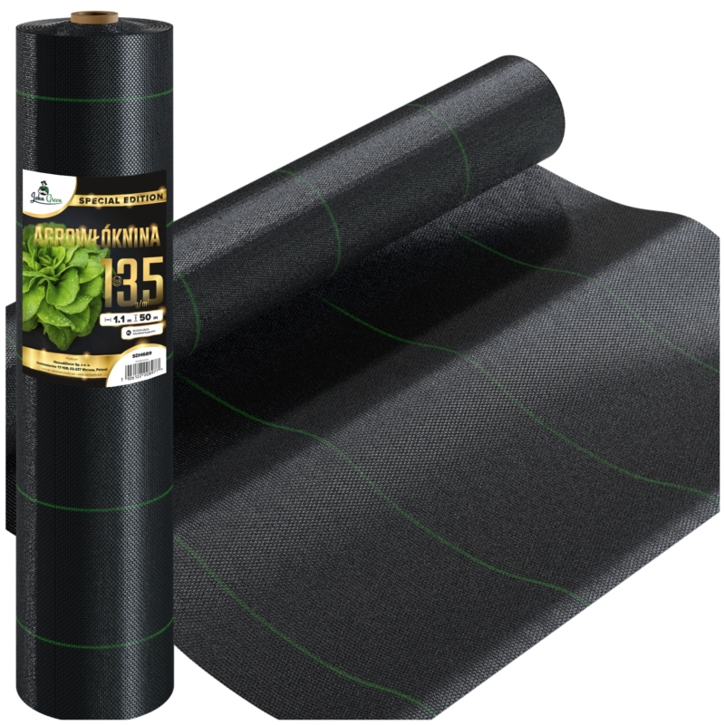 Agrowłóknina wiosenna ściółkująca na chwasty czarna 135g/m2 1,1x50m Premium