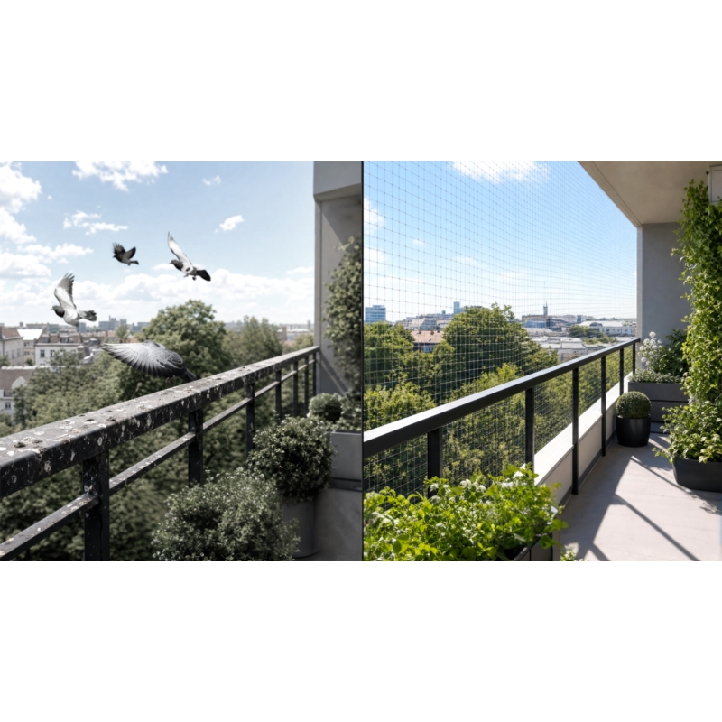 Siatka zabezpieczająca na balkon przeciw ptakom 3x5m