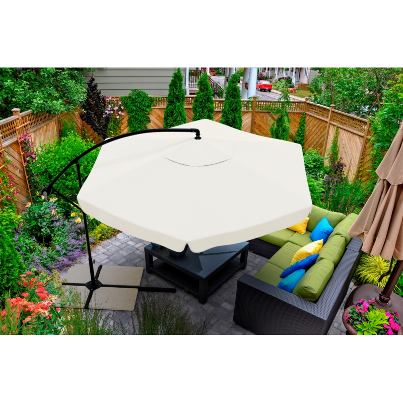 Parasol ogrodowy na wysięgniku składany 350cm Kremowy + Pokrowiec