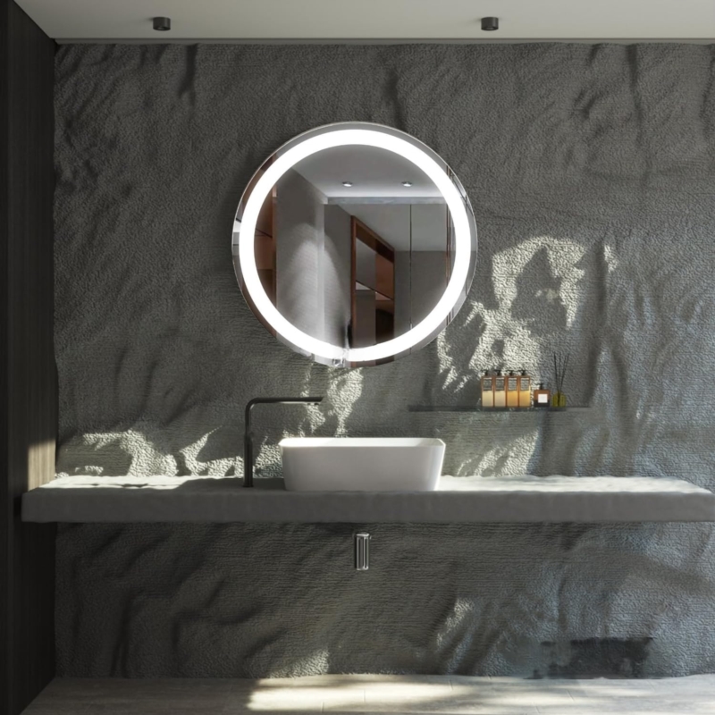Lustro okrągłe do zawieszenia z oświetleniem LED 80cm