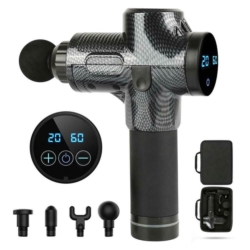 Masażer pistolet masujący wibracyjny CARBON GUN + Końcówki