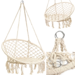 Huśtawka wisząca pleciona fotel BOHO Ecru