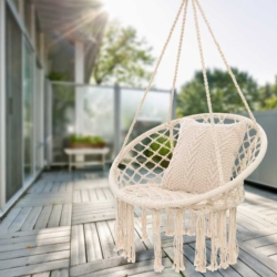 Huśtawka wisząca pleciona fotel BOHO Ecru