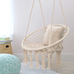 Huśtawka wisząca pleciona fotel BOHO Ecru