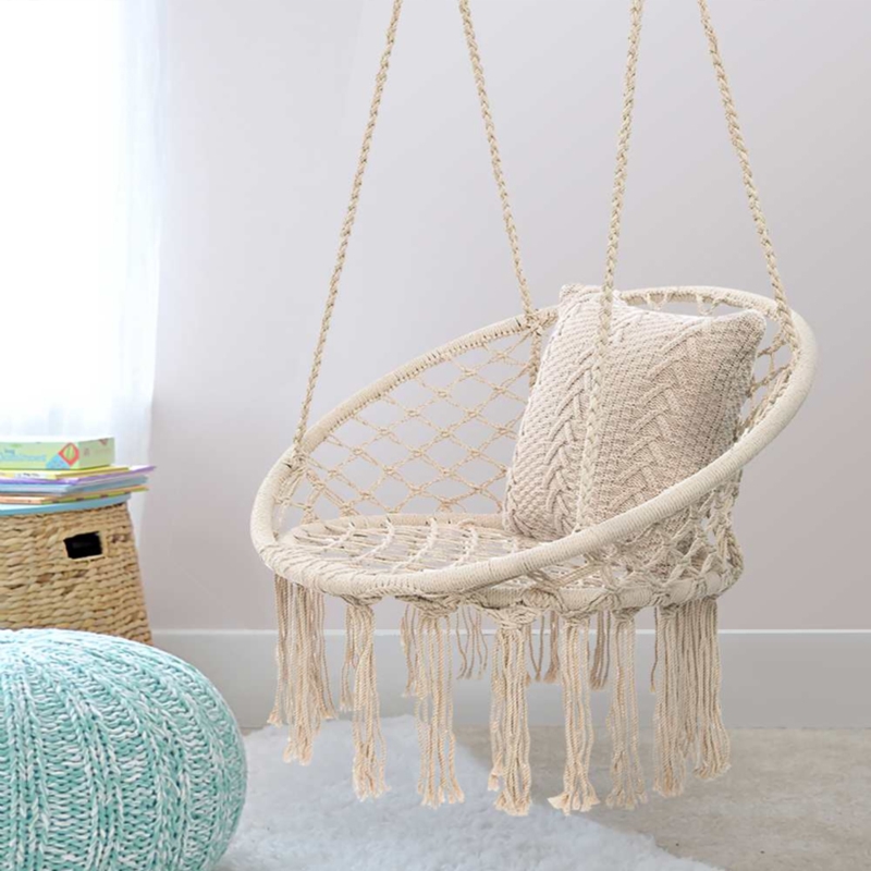 Huśtawka wisząca pleciona fotel BOHO Ecru