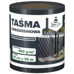 Taśma ogrodzeniowa do paneli ogrodzeniowych 19cm x 35m 450g/m2 Antracyt + 20 Klipsów