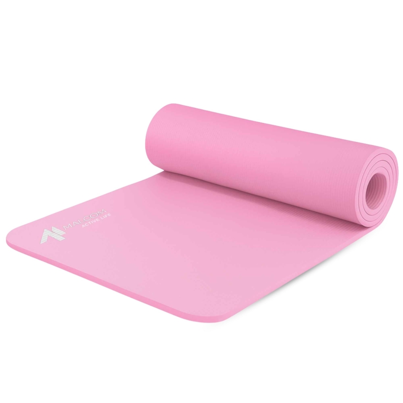 Mata antypoślizgowa do ćwiczeń, fitness lub jogi NBR Różowa 183x61x1,5cm