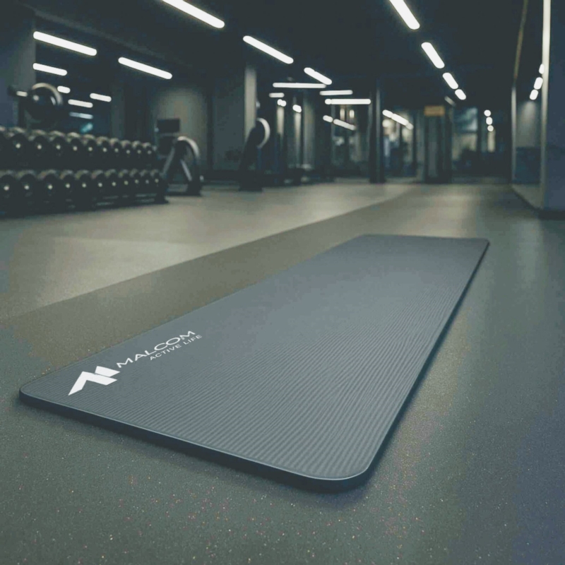 Mata antypoślizgowa do ćwiczeń, fitness lub jogi NBR Szara 183x61x1,5cm