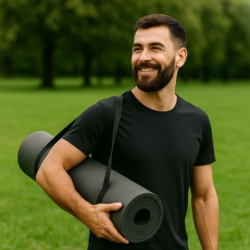 Mata antypoślizgowa do ćwiczeń, fitness lub jogi NBR Szara 183x61x1,5cm