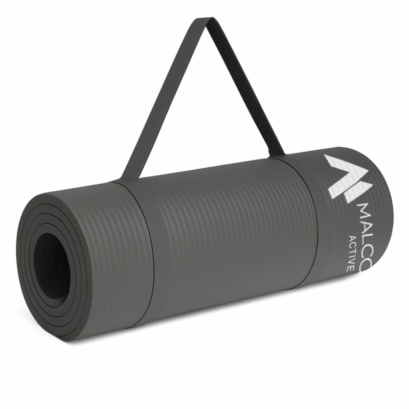 Mata antypoślizgowa do ćwiczeń, fitness lub jogi NBR Szara 183x61x1,5cm
