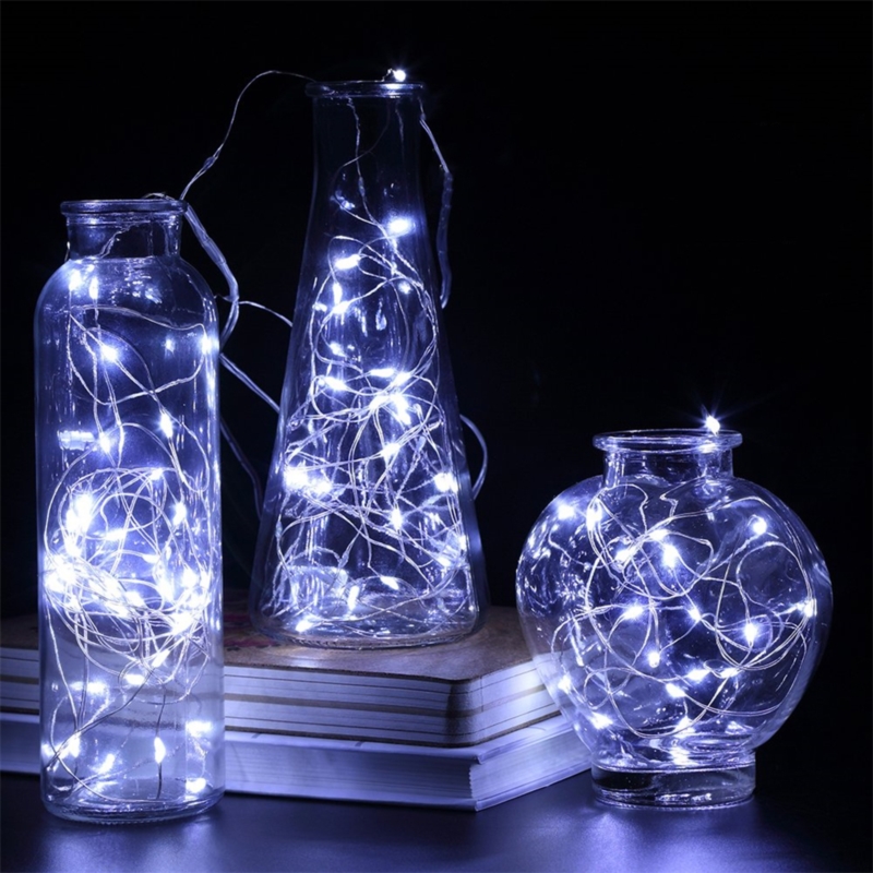 Lampki druciki na baterie 50 LED Biały Zimny
